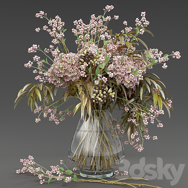 Bouquet of snowberry and hydrangea 3DSMax File - thumbnail 4