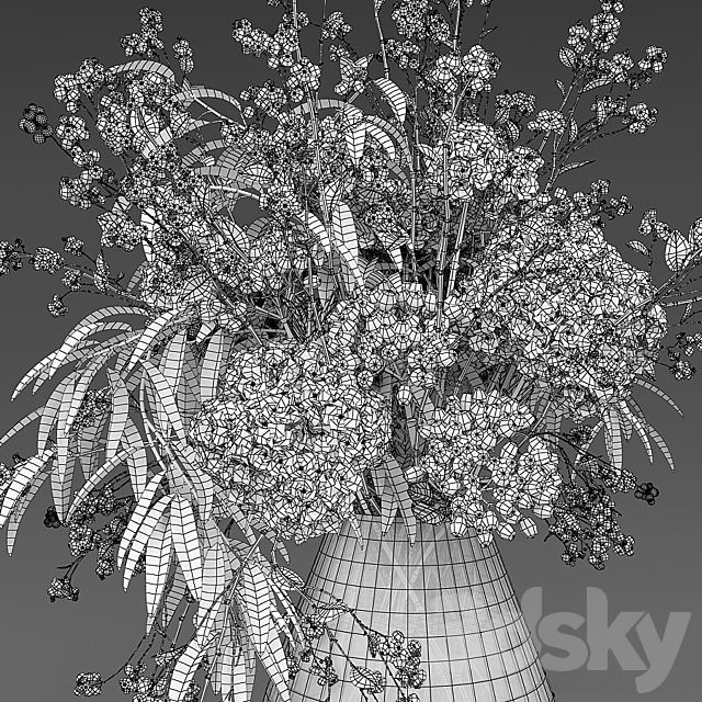 Bouquet of snowberry and hydrangea 3DSMax File - thumbnail 5