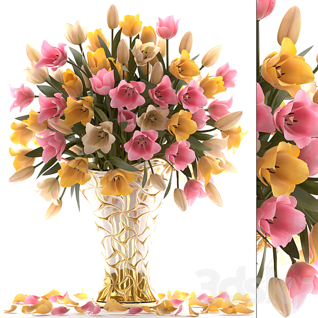 Bouquet of tulips 23. Tulips. yellow flowers. vase. decor 3DSMax File - thumbnail 1