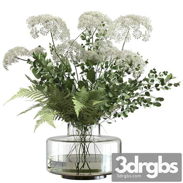 Bouquet of umbrella flowers with greenery and fern - thumbnail 1