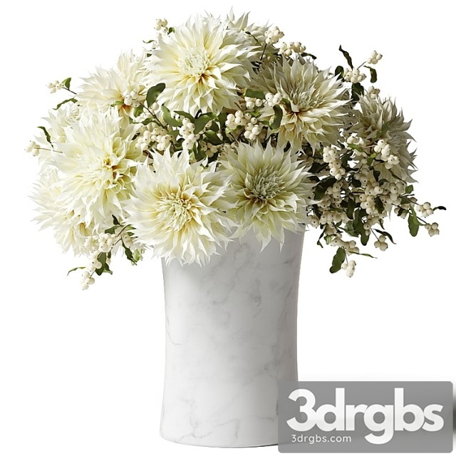 Bouquet of white chrysanthemums with snowberry twigs - thumbnail 1