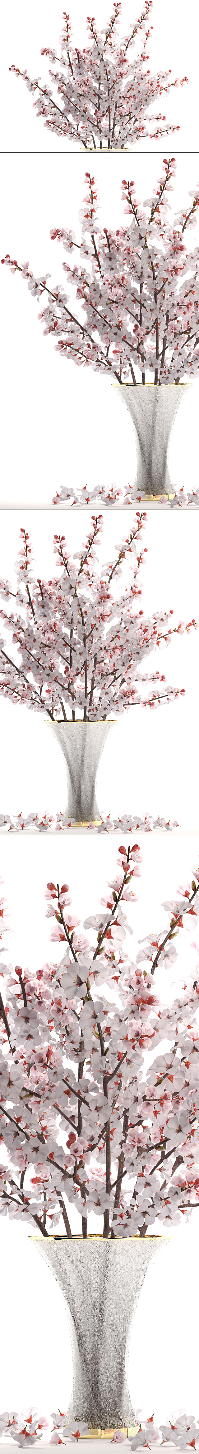 Bouquet of white flowers 24.Bouquet of cherry blossoms sakura branches vase decor white 3DS Max Model - thumbnail 2