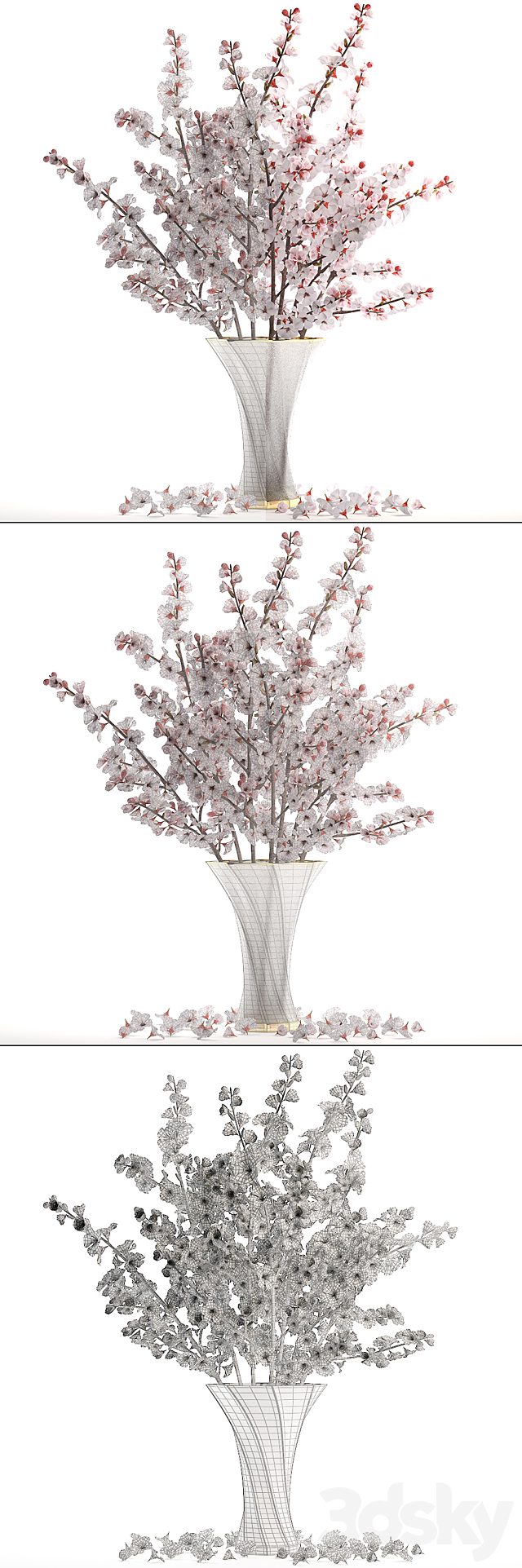 Bouquet of white flowers 24.Bouquet of cherry blossoms sakura branches vase decor white 3DS Max Model - thumbnail 3