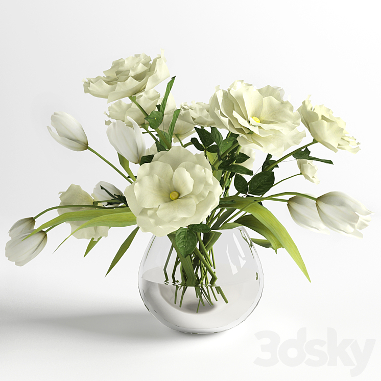 Bouquet of White Flowers 3DS Max - thumbnail 1