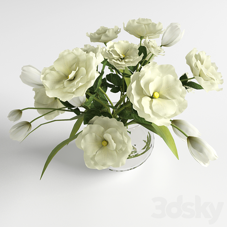 Bouquet of White Flowers 3DS Max - thumbnail 2