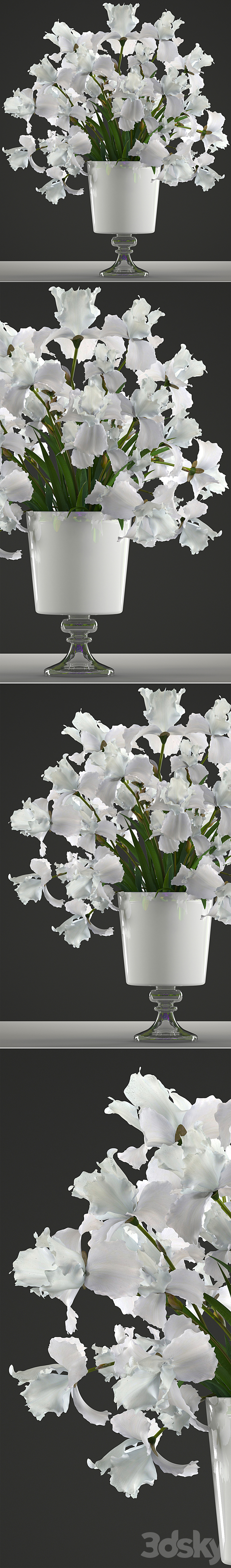 Bouquet of white flowers 45. White Irises. vase. decor. flower 3DSMax File - thumbnail 2