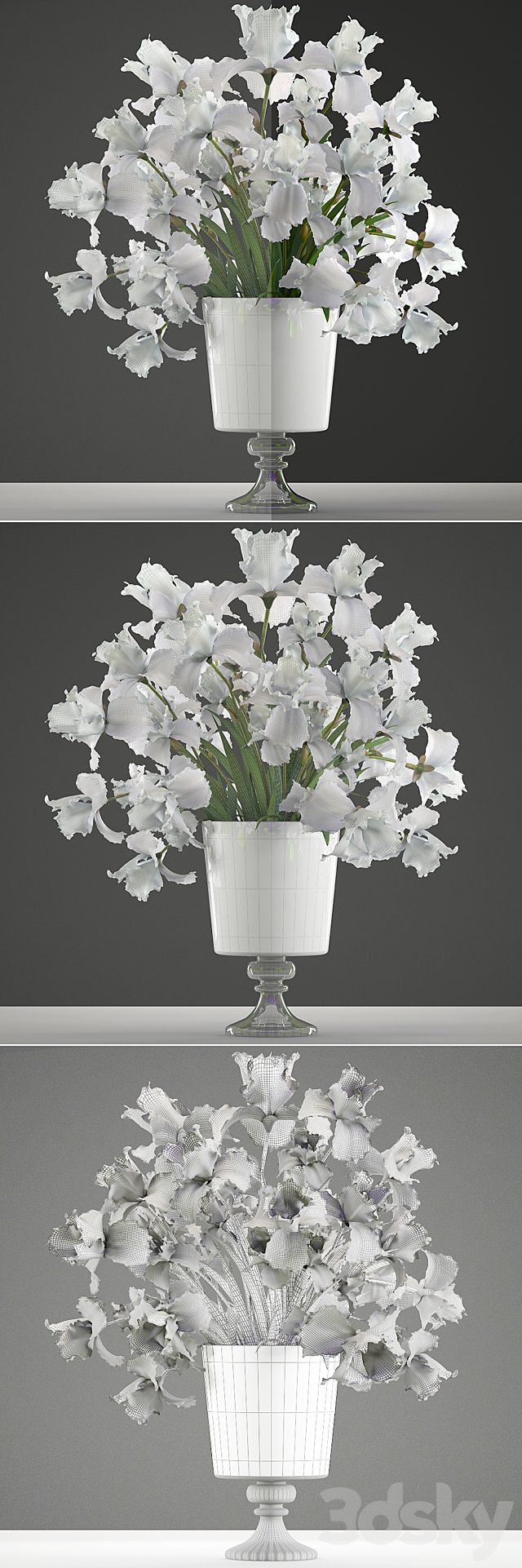 Bouquet of white flowers 45. White Irises. vase. decor. flower 3DSMax File - thumbnail 3