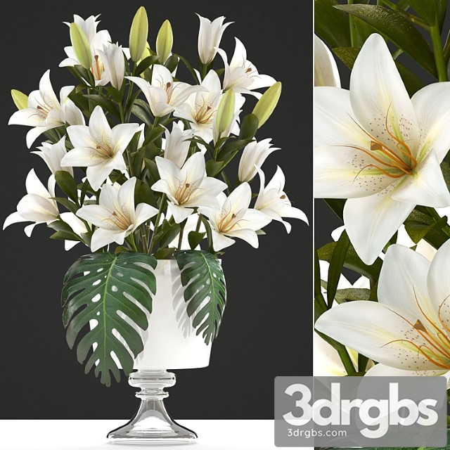 Bouquet of white flowers 51. bouquet of lilies, flower, lily, vase, decor - thumbnail 1