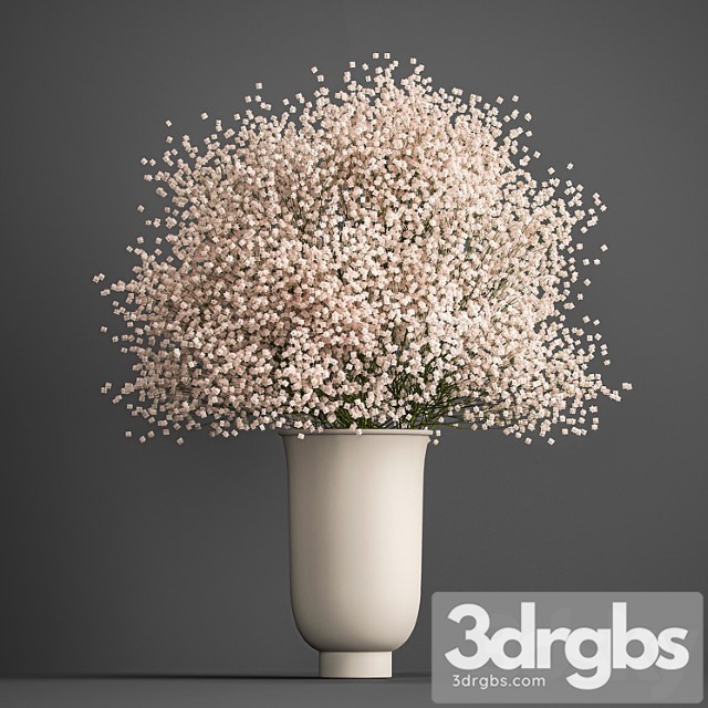 Bouquet of White Flowers in a Vase With Gypsophila Gibsolubka Kachim 201 3dsmax Download - thumbnail 1