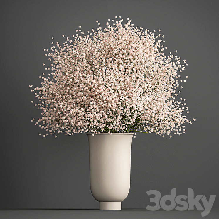 Bouquet of white flowers in a vase with Gypsophila Gibsolyubka Kachim. 201. 3DS Max - thumbnail 1