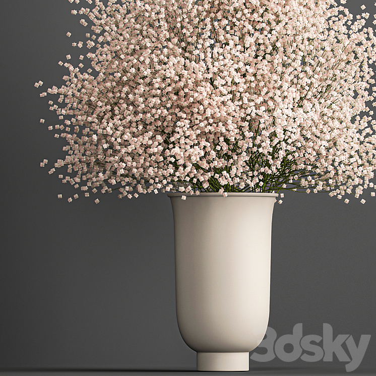 Bouquet of white flowers in a vase with Gypsophila Gibsolyubka Kachim. 201. 3DS Max - thumbnail 2