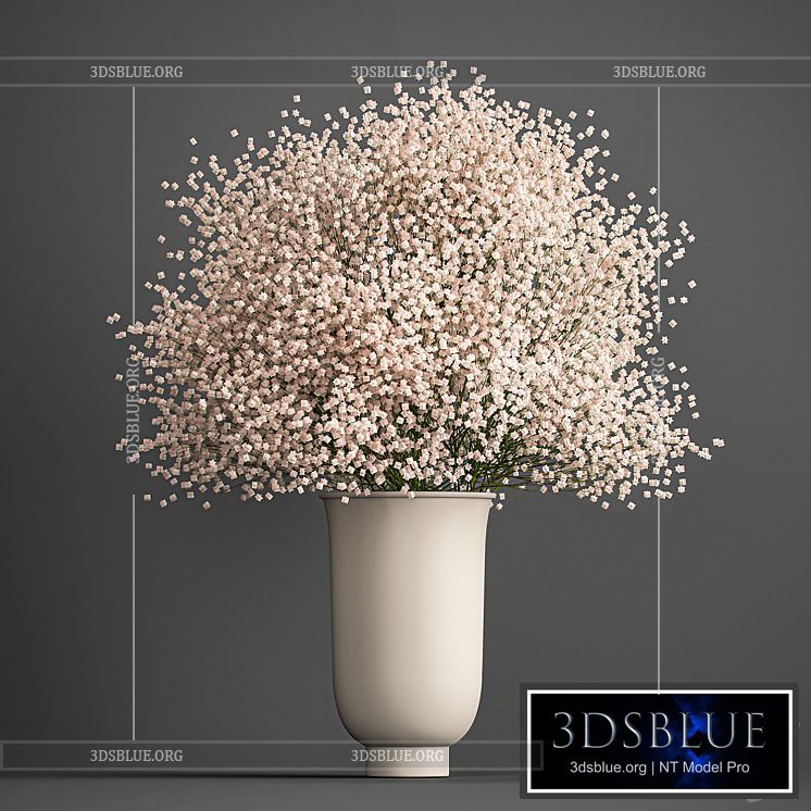 Bouquet of white flowers in a vase with Gypsophila Gibsolyubka Kachim. 201. 3DS Max - thumbnail 3