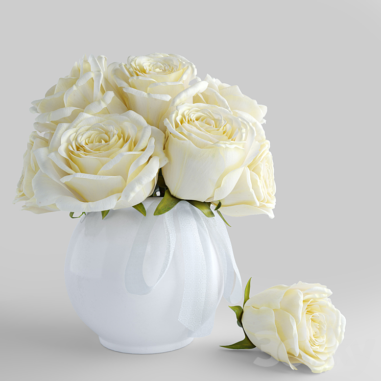 Bouquet of white roses 3DS Max - thumbnail 1