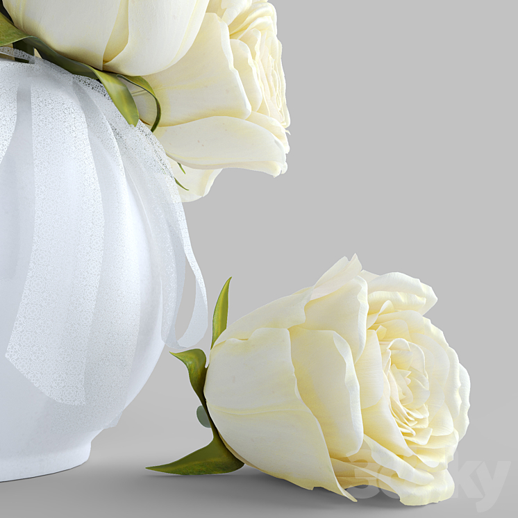 Bouquet of white roses 3DS Max - thumbnail 2