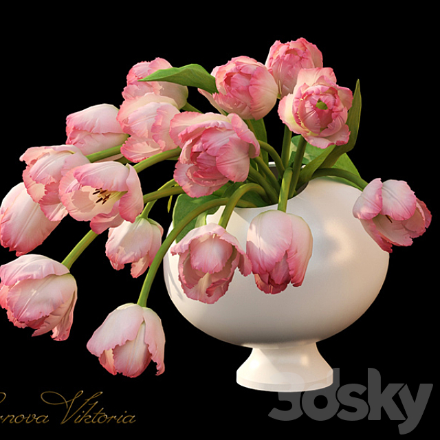 Bouquet pink tulips 3ds Max - thumbnail 1