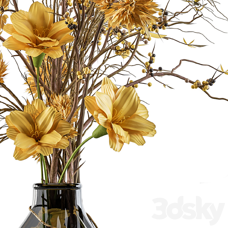 Bouquet set yellow 3DS Max - thumbnail 2