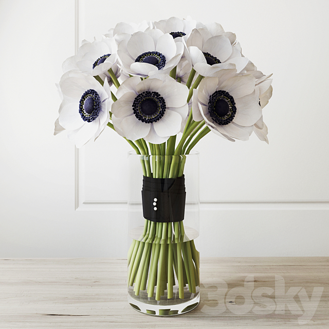 Bouquet (white anemone) 3DSMax File - thumbnail 1