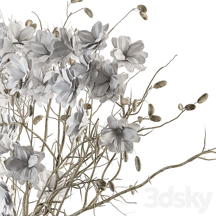 Bouquet – white Flower in Circular lunar vase 88 3DS Max Model - thumbnail 2