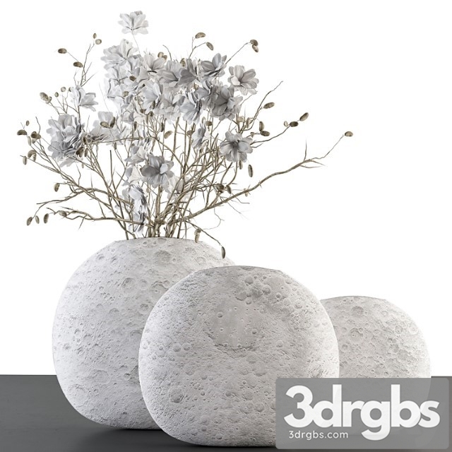 Bouquet White Flower In Circular Lunar Vase 88 3dsmax Download - thumbnail 1