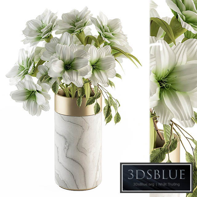 Bouquet – White Flower in Stone vase 53 3DS Max - thumbnail 3