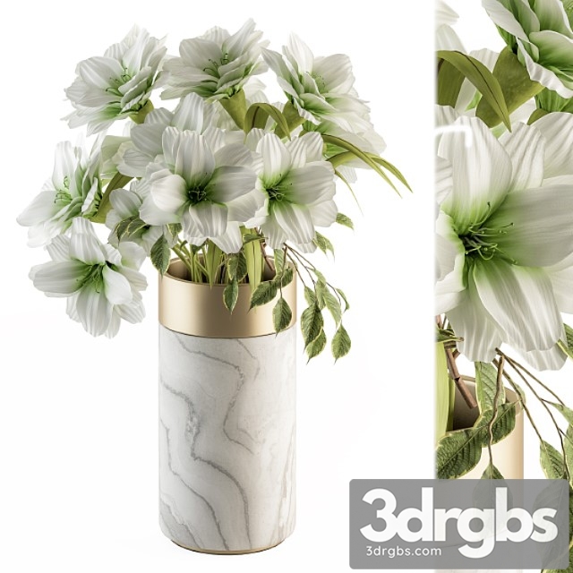 Bouquet – white flower in stone vase 53 - thumbnail 1