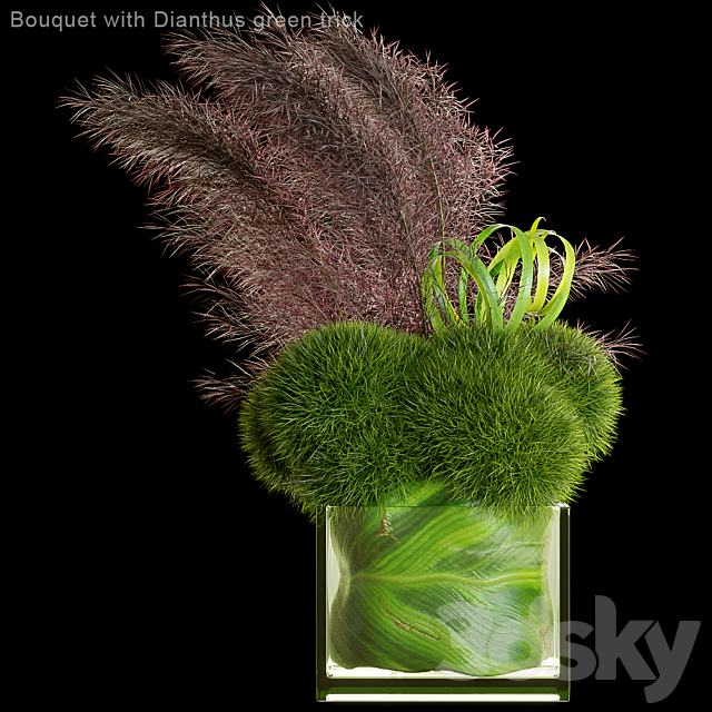 Bouquet with Dianthus green trick 3DSMax File - thumbnail 1