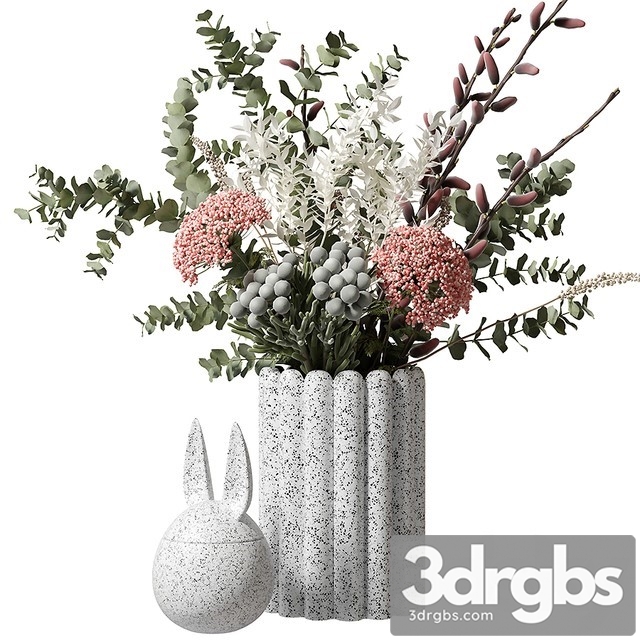 Bouquet With Eucalyptus and Flowers in a White Vaseinstagram 3dsmax Download - thumbnail 1