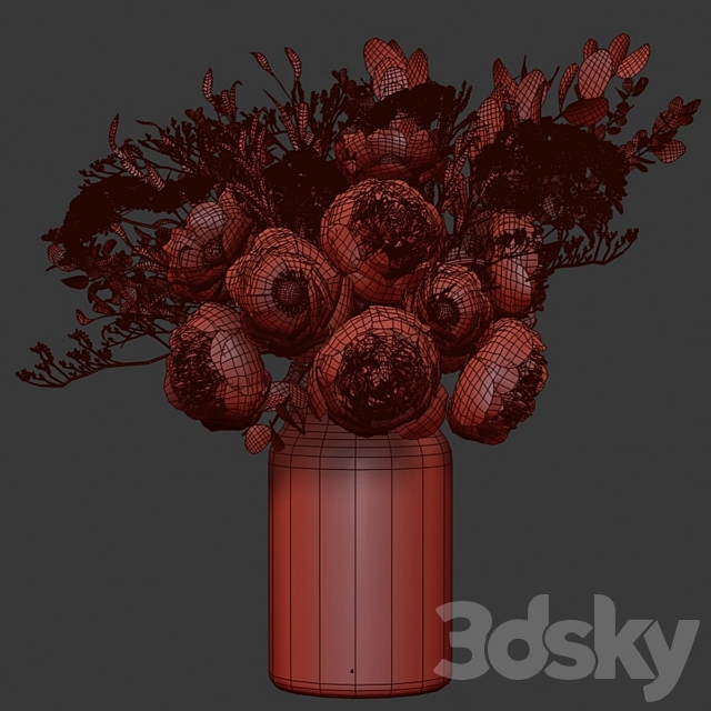 Bouquet with flowers and eucalyptus 3DS Max Model - thumbnail 5