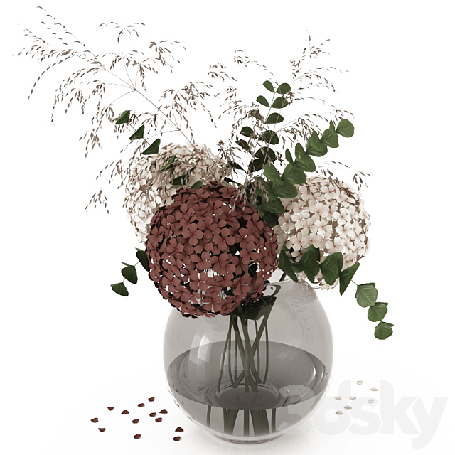 Bouquet with hydrangea and eucalyptus branches 3DSMax File - thumbnail 1
