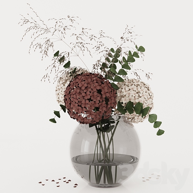 Bouquet with hydrangea and eucalyptus branches 3DSMax File - thumbnail 2