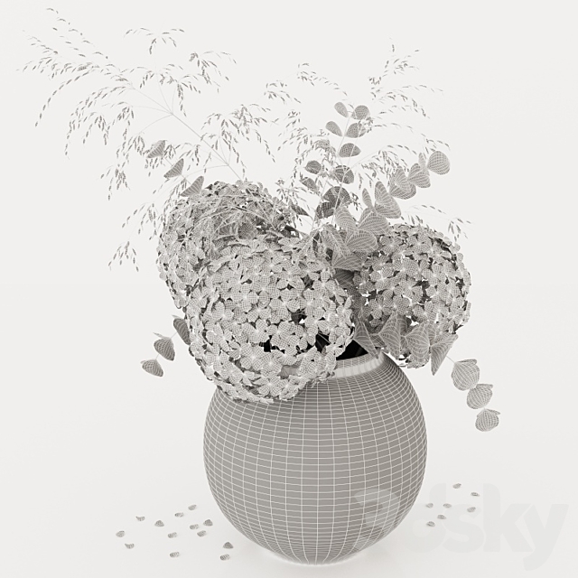 Bouquet with hydrangea and eucalyptus branches 3DSMax File - thumbnail 3