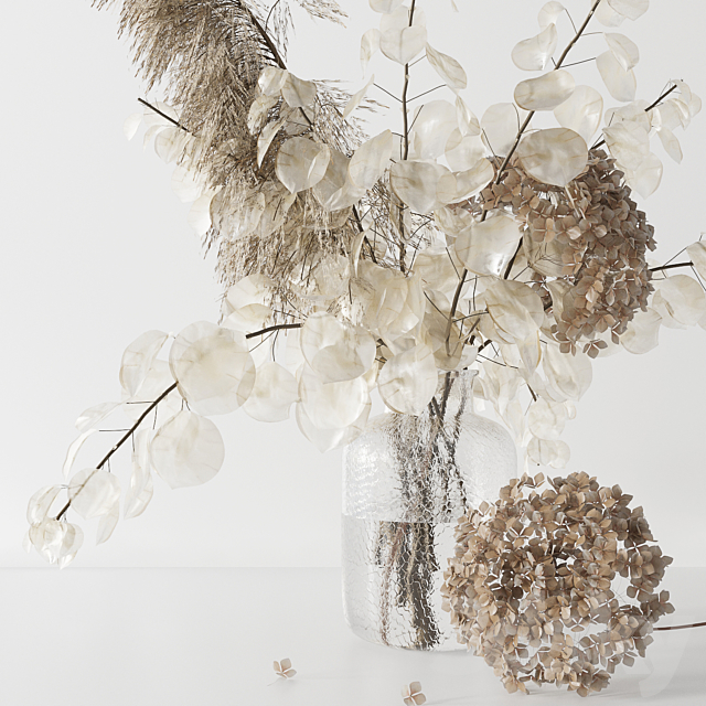 Bouquet with lunaria. pampas grass and hydragea 3DSMax File - thumbnail 2