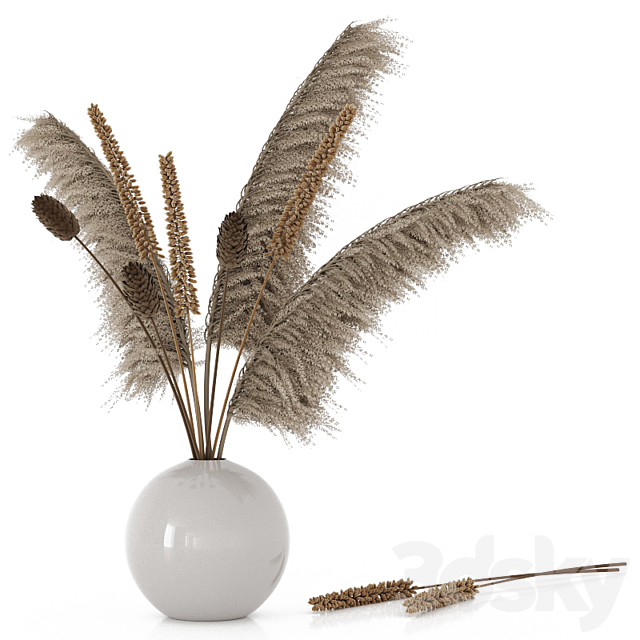 Bouquet with pampas grass and dry plants 3DSMax File - thumbnail 1