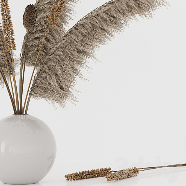 Bouquet with pampas grass and dry plants 3DSMax File - thumbnail 2