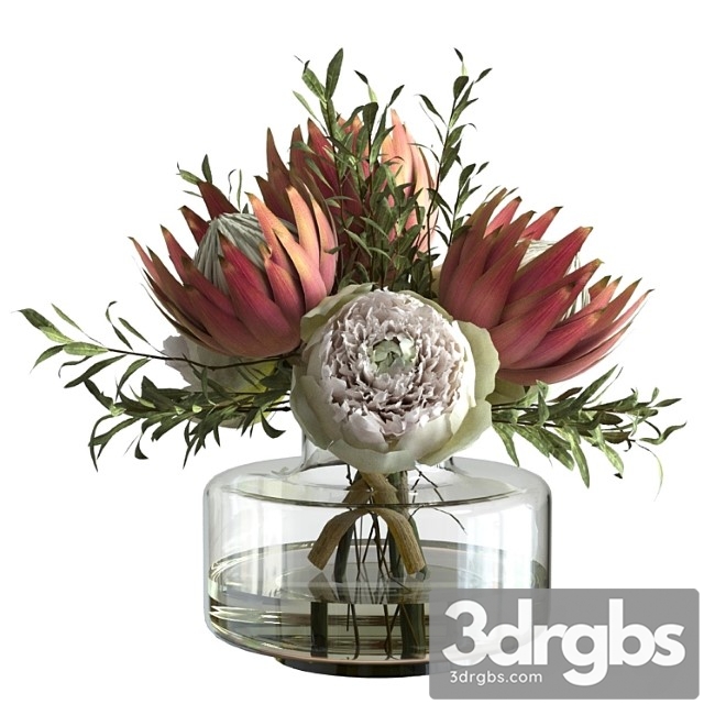 Bouquet With Peonies and Proteas 3dsmax Download - thumbnail 1