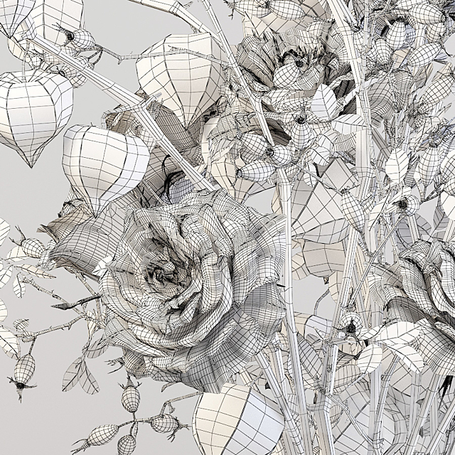 Bouquet with physalis 3ds Max - thumbnail 3