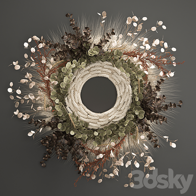 Bouquet wreath wall decor made of wheat dried flower Lunnik. 220. 3DS Max Model - thumbnail 1