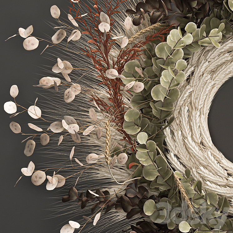 Bouquet wreath wall decor made of wheat dried flower Lunnik. 220. 3DS Max Model - thumbnail 2