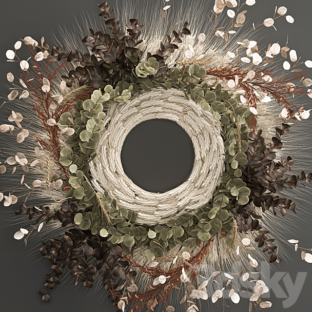 Bouquet wreath wall decor made of wheat. dried flower. Lunnik. 220. 3DSMax File - thumbnail 5