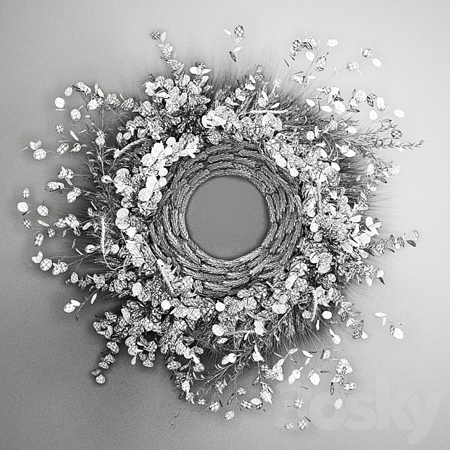 Bouquet wreath wall decor made of wheat. dried flower. Lunnik. 220. 3DSMax File - thumbnail 6