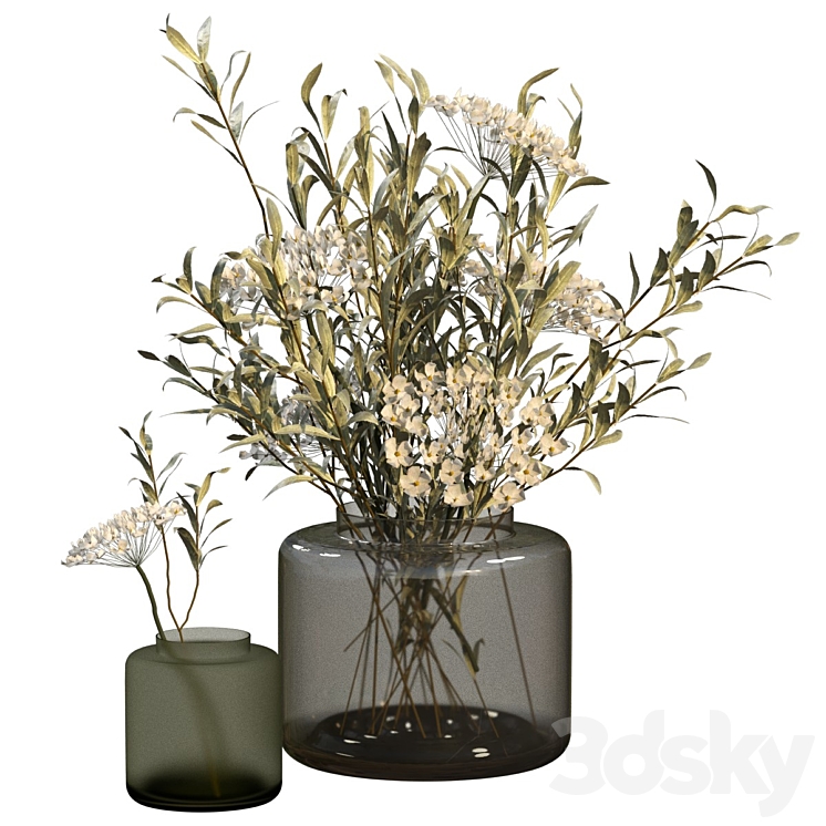 Bouquets in vases Ikea Konstfull 3DS Max Model - thumbnail 3