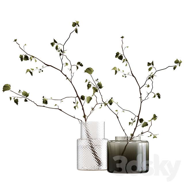 Bouquets of branches in Ikea vases 3ds Max - thumbnail 1