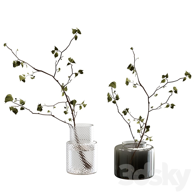 Bouquets of branches in Ikea vases 3ds Max - thumbnail 2