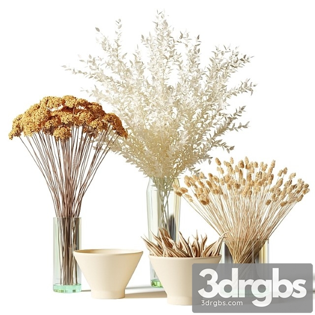 Bouquets of dried flowers in glass vases – set 2 - thumbnail 1