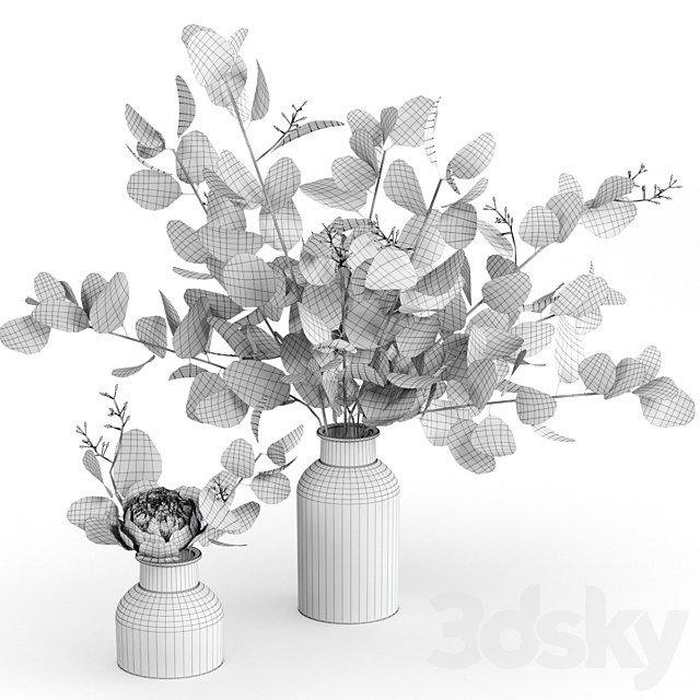 Bouquets of eucalyptus. 3DS Max Model - thumbnail 5