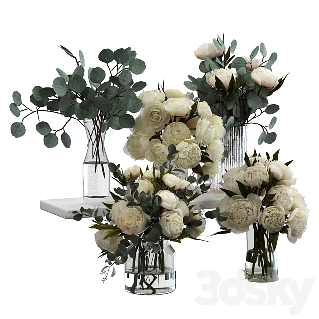 Bouquets of eucalyptus and peonies 3ds Max - thumbnail 2