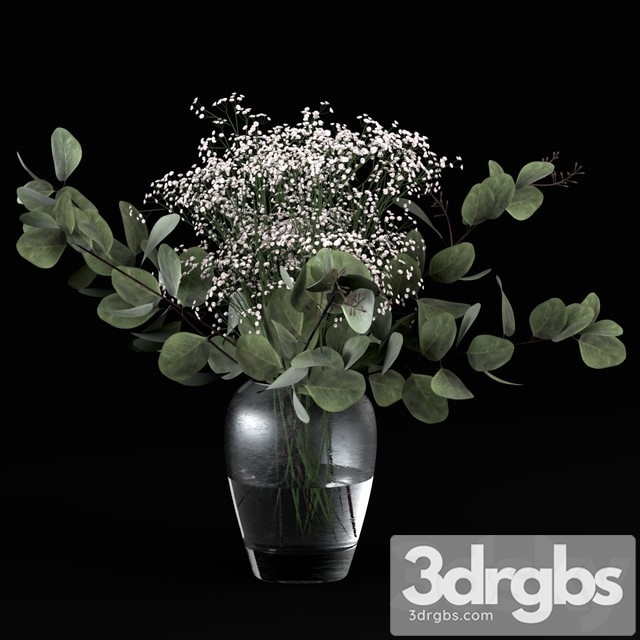 Bouquets of Eucalyptus With Flowers and Grass 3dsmax Download - thumbnail 1