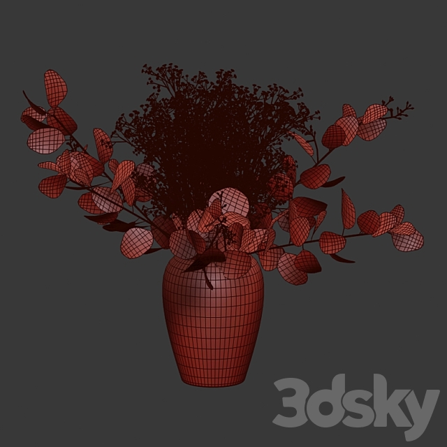 Bouquets of eucalyptus with flowers and grass 3DSMax File - thumbnail 5