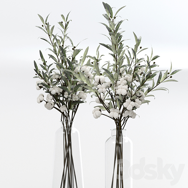 Bouquets of olives and cotton. 3DSMax File - thumbnail 2