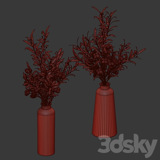 Bouquets of olives and cotton. 3DSMax File - thumbnail 5